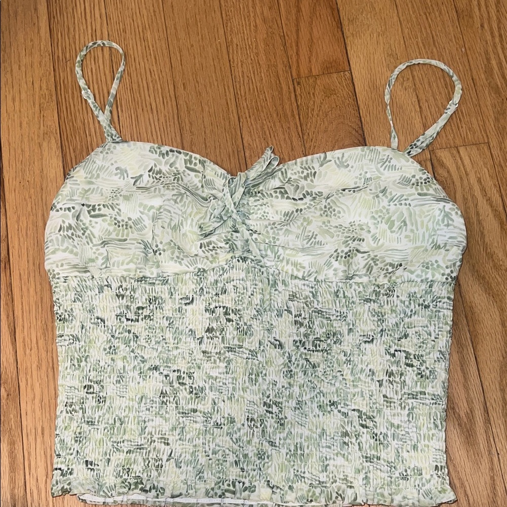 Wilfred Green Printed Smocked Camisole with Bow Detail